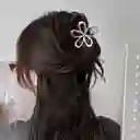Pinza Caimán Gancho Flor Metalizada Cabello