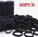 Moñas Elasticas Para El Cabello Color Negro X 50