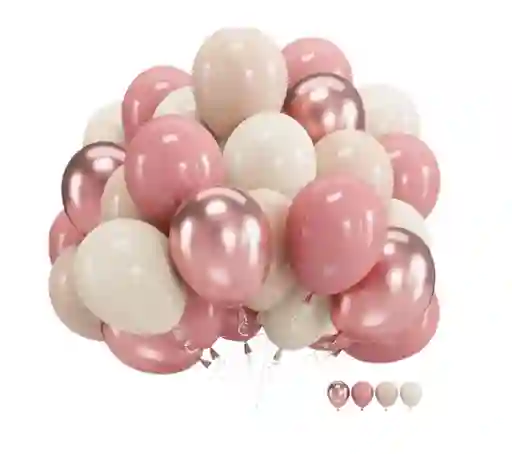 Juego De 48 Globos En Tonos De Rosa Pálido Y Gris Rosa De 12"