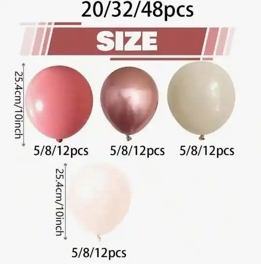 Juego De 48 Globos En Tonos De Rosa Pálido Y Gris Rosa De 12"