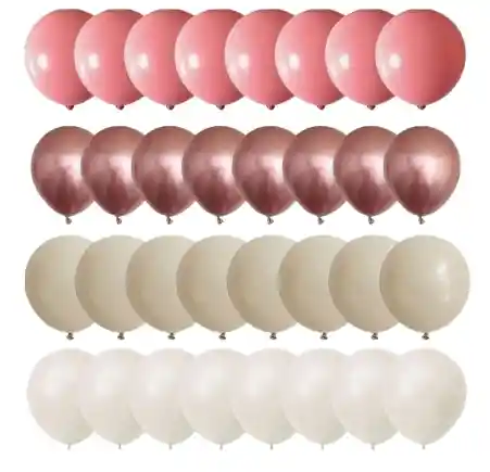 Juego De 48 Globos En Tonos De Rosa Pálido Y Gris Rosa De 12"