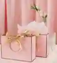 Bolsa De Regalo Papel Metalico Con Asa De Lujo Rosada Grande