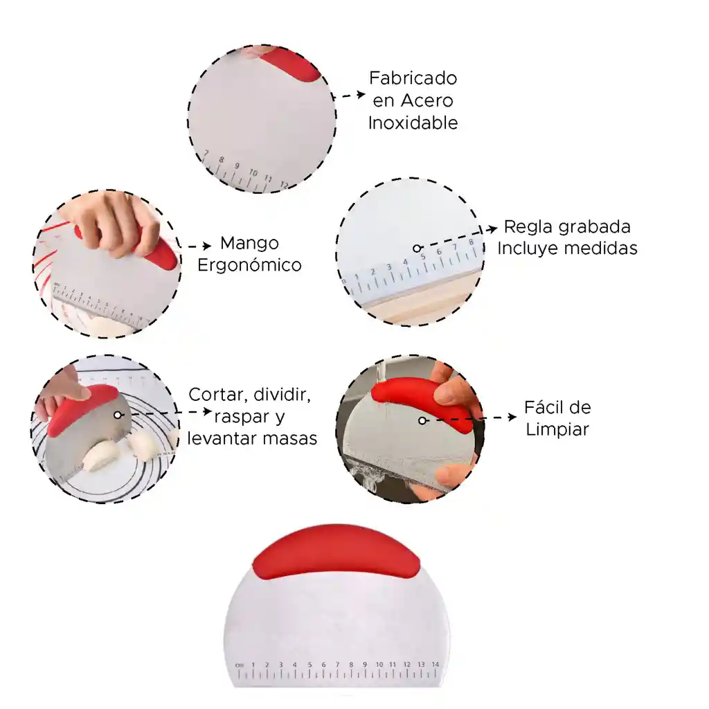 Espátula Y Cortador De Masa Con Escala De Medición