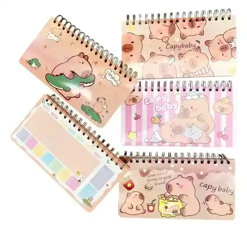 Planeador Semanal Super Decorado De Capibara Con Hoja Para Notas