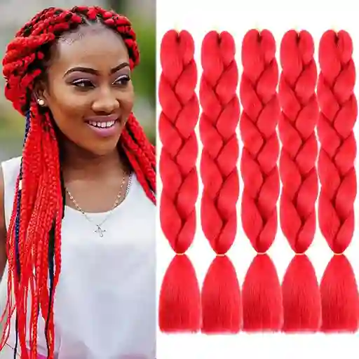 Jumbo Trenzas Extensiones De Cabello Sintético Kanekalon Rojo 💇🏾‍♀️🔴