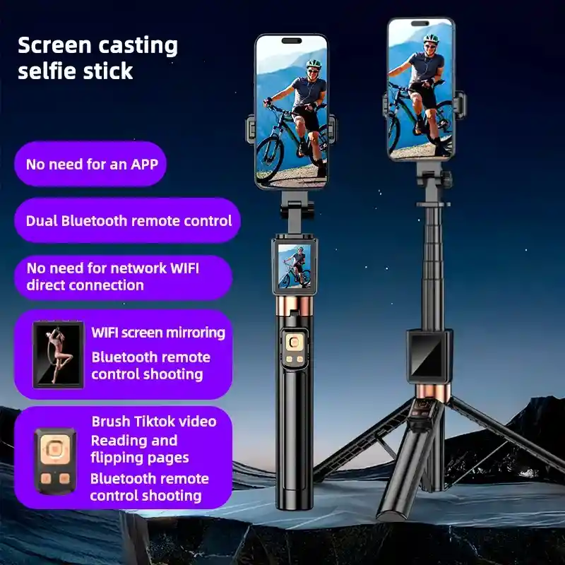 Palo Selfie Trípode Con Pantalla Inalámbrica Wifi Y Control Bluetooth