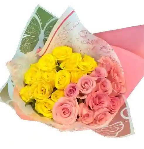 Ramo Bicolor – Rosas Amarillas Y Rosadas (24 Tallos)