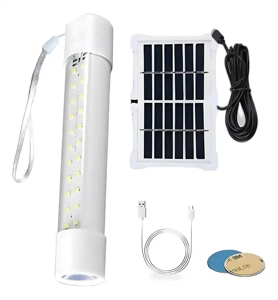 Lámpara Solar Portátil Recargable Con Panel Solar Y Usb