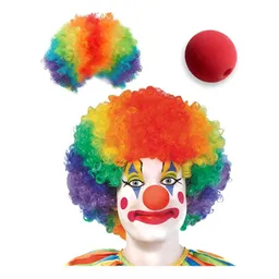 Peluca Payaso, Afro Multicolor. Obsequio Nariz.