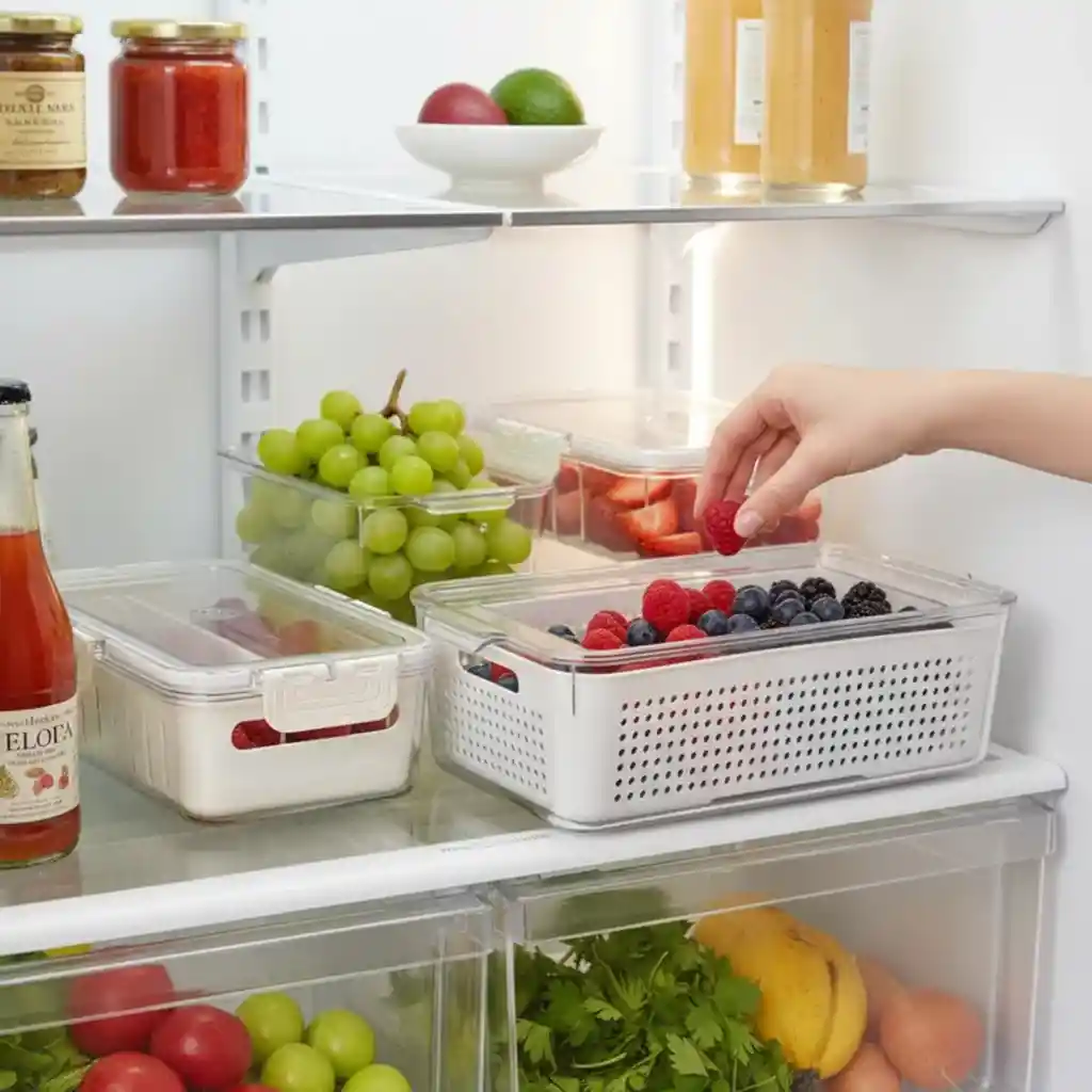 Set De Contenedores Para Organizar Alimentos En La Nevera X 3 Unidades