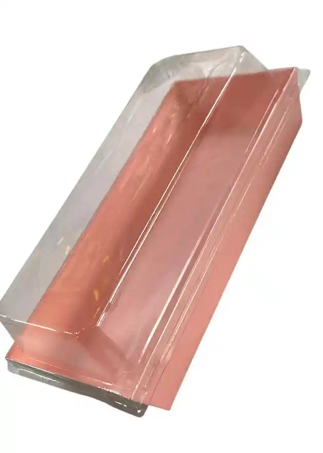 Cajas Laminadas 18 X 7.3 Cms X 6 Cms Rosadas Con Tapa Plástica, Cajas Kraft Para Alimentos
