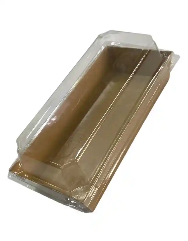 Cajas Laminadas 18 X7 .3 Cms X 6 Cms Kraft Con Tapa Plástica, Cajas Kraft Para Alimentos