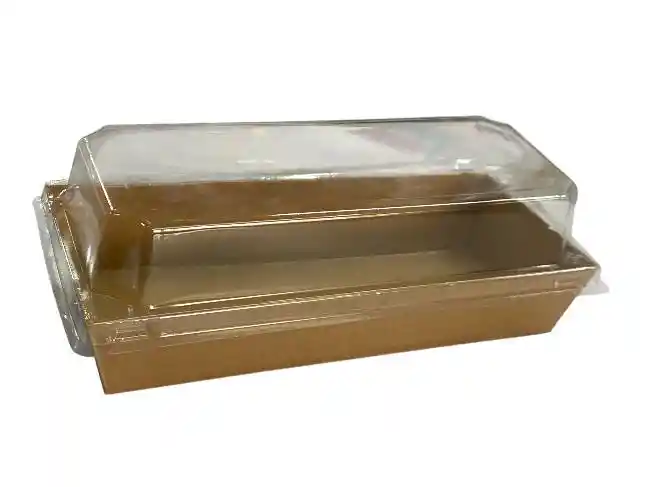 Cajas Laminadas 18 X7 .3 Cms X 6 Cms Kraft Con Tapa Plástica, Cajas Kraft Para Alimentos