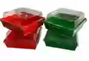 Cajas Laminadas 11 X 12 Cms X6 Cms Rojas O Verdes Con Tapa Plástica, Cajas Para Alimentos