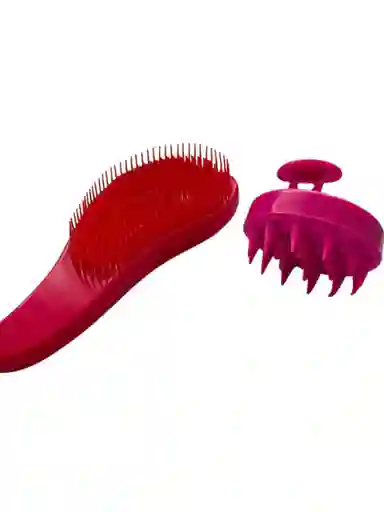 Kit De Cepillo Desenredante + Cepillo Masajeador De Cuero Cabelludo Colores Surtidos