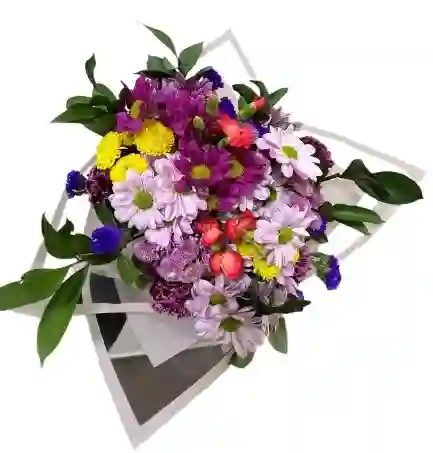 Ramo Mixto Lila – Crisantemos, Margaritas Y Alstroemerias