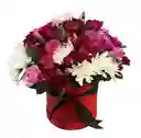 Caja Roja – Alstroemerias Bicolor Y Rosas Rosadas