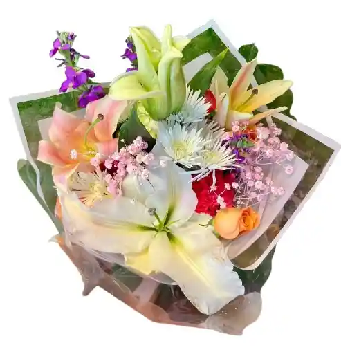 Ramo Mixto Con Lirios Blancos Y Durazno – Aromático