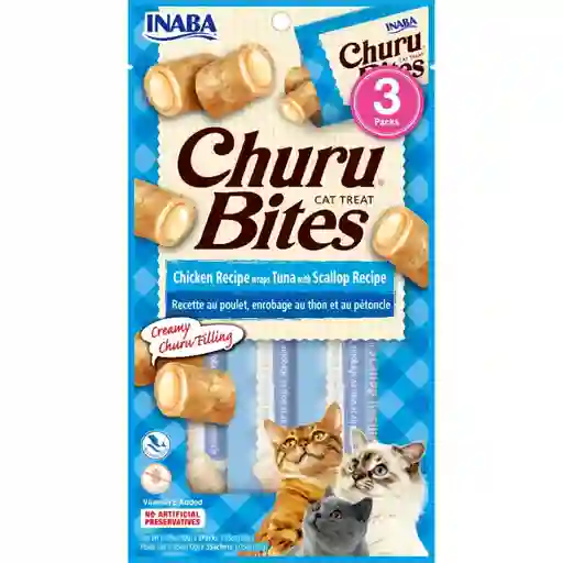 Churu Bites Chicken Recipe Wraps Tuna With Scallop Recipe - Bolsa X 3 Unidades (10 G C/u) (azul)