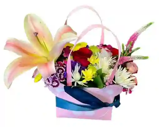 Bolsa Baby Pink – Lirio Durazno Y Flores Mixtas
