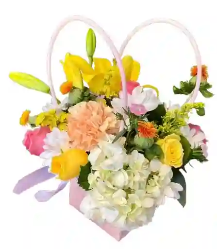 Bolsa Floral Pastel – Lirios Amarillos Y Hortensia