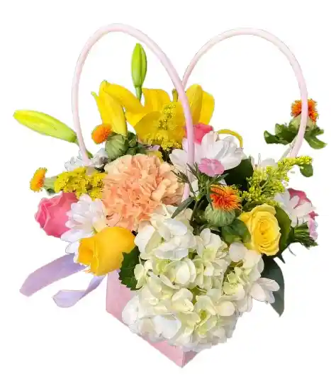 Bolsa Floral Pastel – Lirios Amarillos Y Hortensia