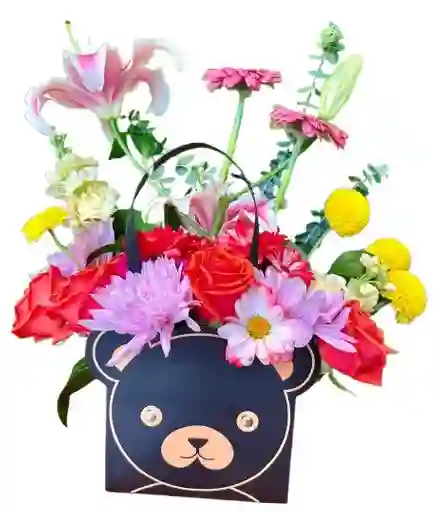 Bolsa Oso – Lirio, Gerberas Y Rosas