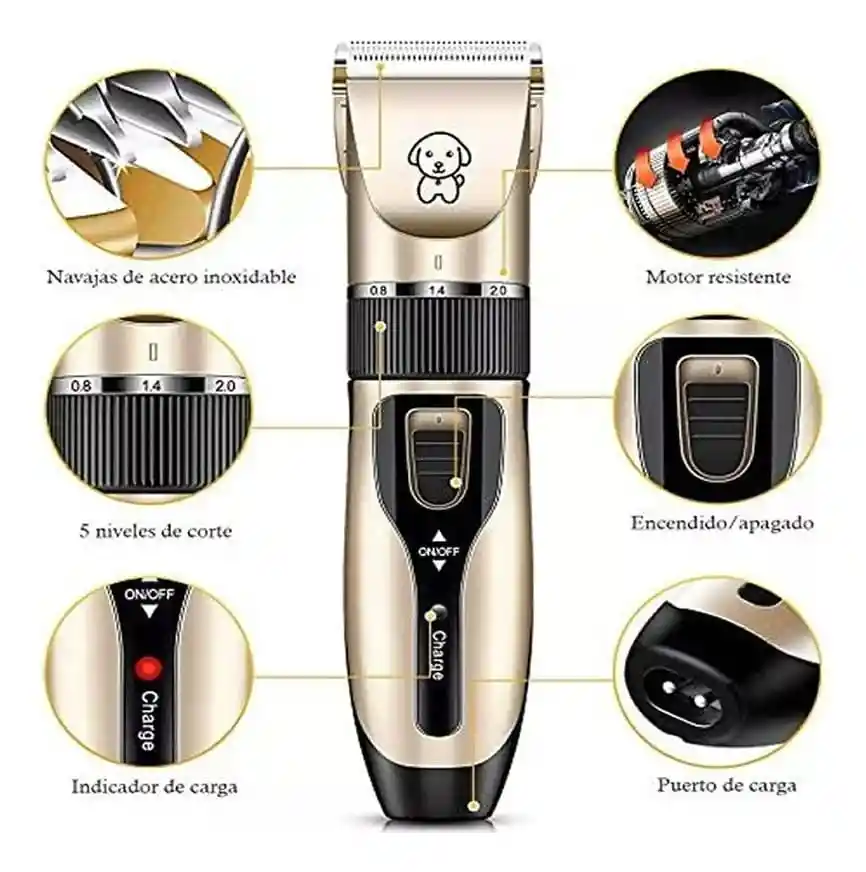 Máquina Peluquera De Aseo Para Perros Y Gatos 6 Piezas