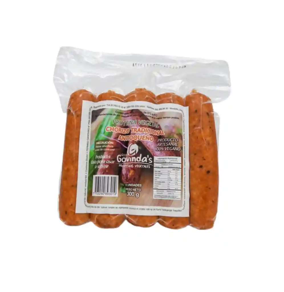 Chorizo Antioqueño Veg X300gr Govindas