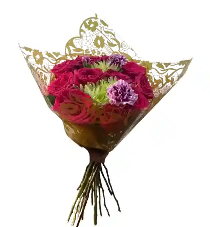 Ramo Fucsia Elegante – Rosas Y Clavel Bicolor