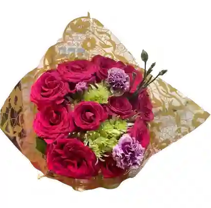 Ramo Fucsia Elegante – Rosas Y Clavel Bicolor