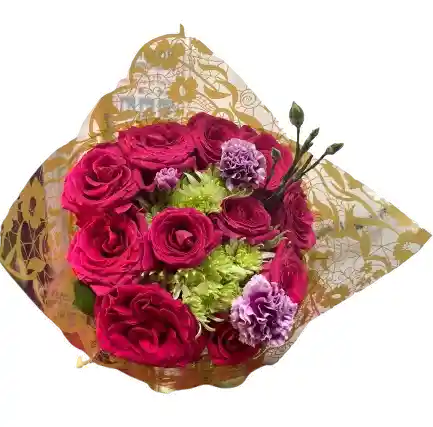 Ramo Fucsia Elegante – Rosas Y Clavel Bicolor