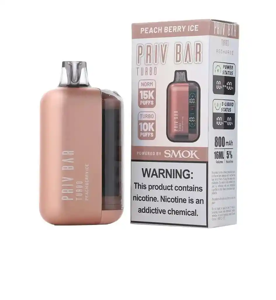 Priv Bar Turbo 15.000 Puff - Peach Berry Ice