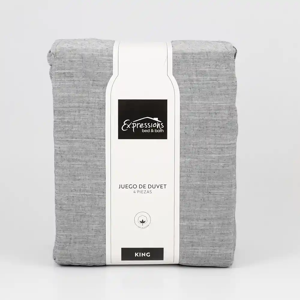 Juego De Duvet Expressions King 200x200cm Gris Oscuro 100% Algodon