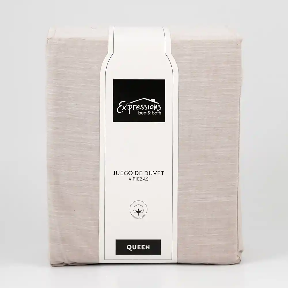 Juego De Duvet Expressions Queen 190x160cm Beige 100% Algodon