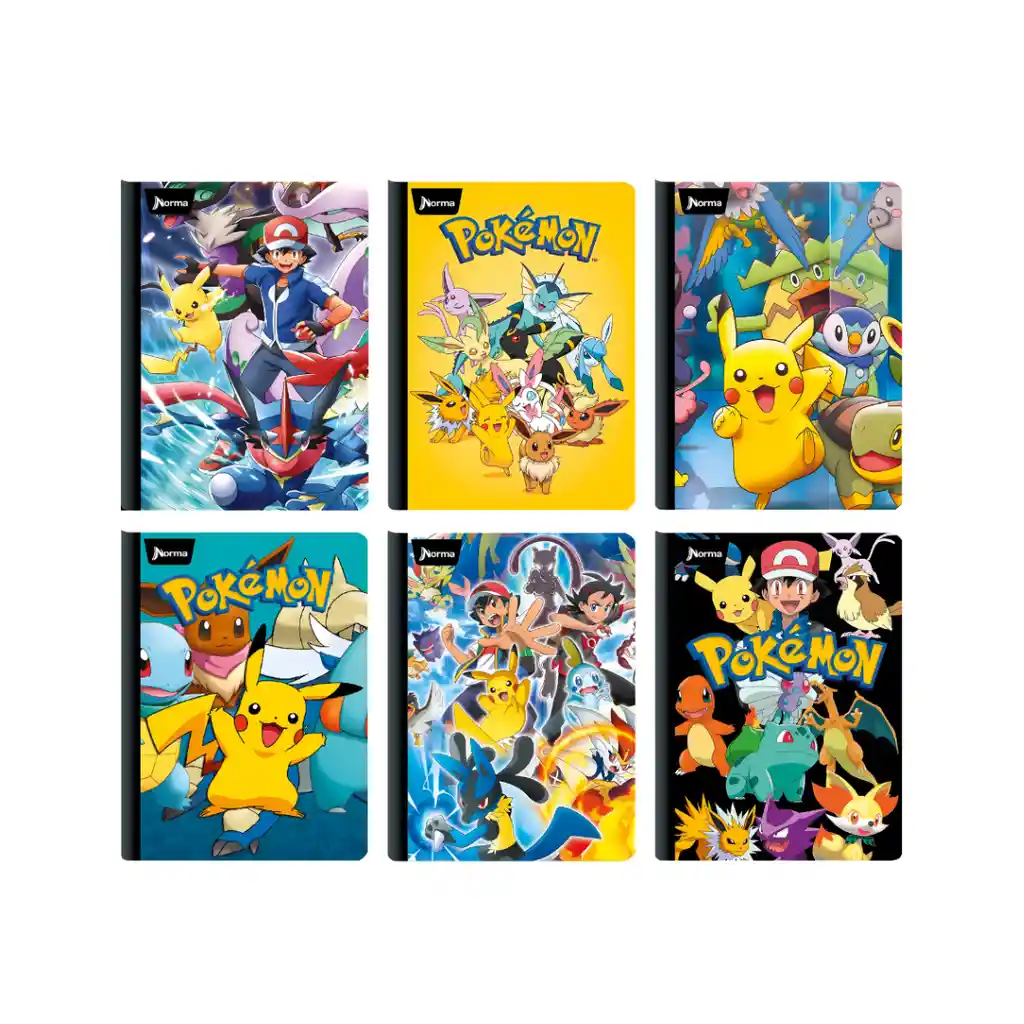 Cuaderno Norma Cosido 100 Hojas Cuadros Pokemon