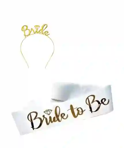 Set Diadema Vincha Con Banda Bride To Be Plateada. Novia, Hora Loca, Halloween