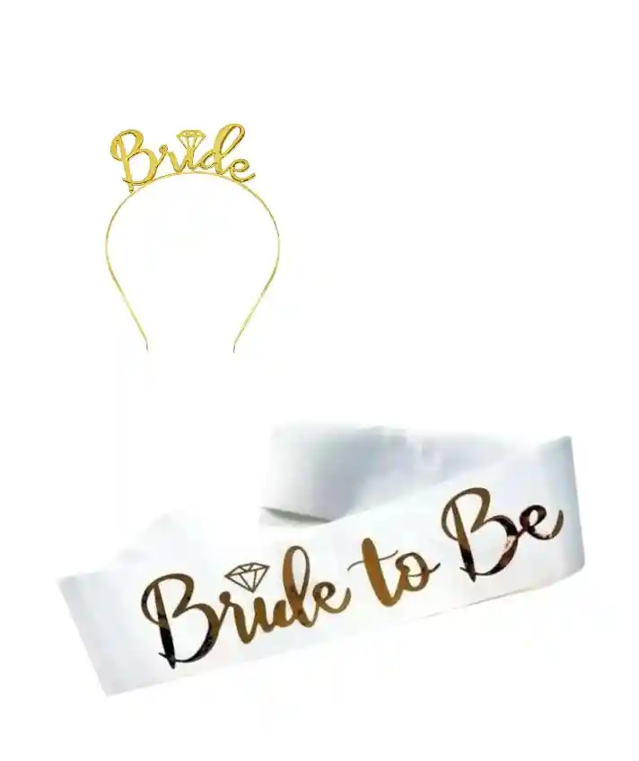 Set Diadema Vincha Con Banda Bride To Be Plateada. Novia, Hora Loca, Halloween