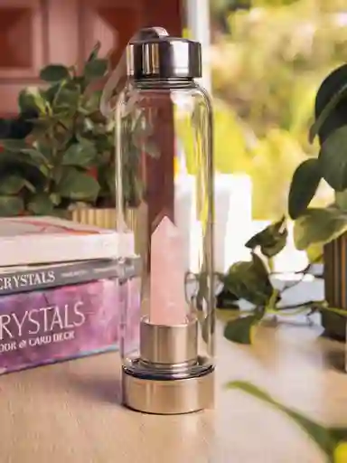 Botella Para Agua Con Cuarzo Rosa