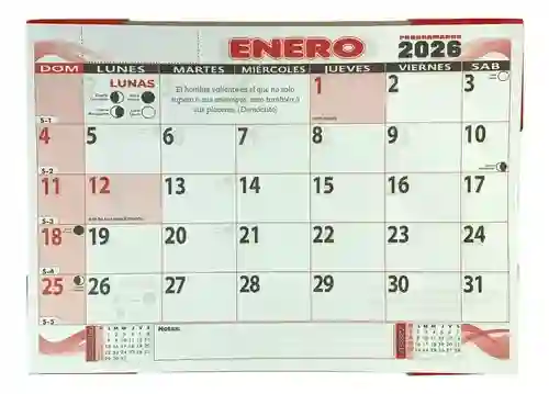 Planeador 2026 Pequeño Horizontal.