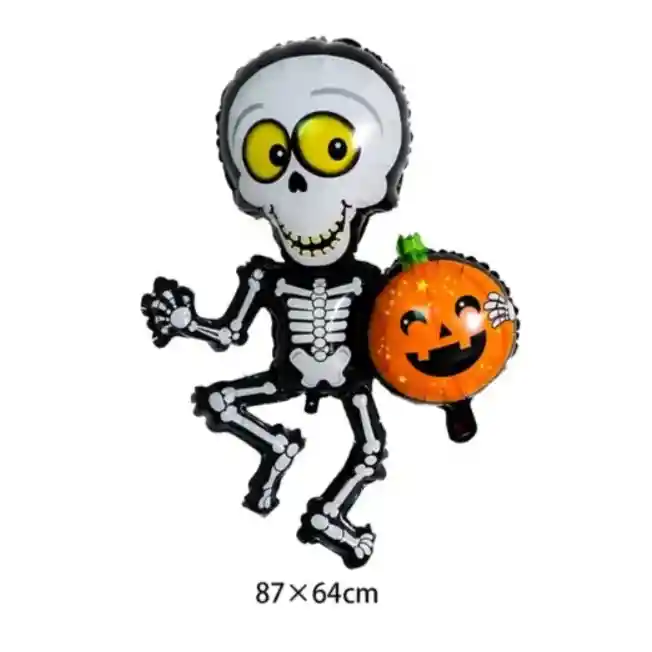 Globo Metalizado Halloween Esqueleto Con Calabaza 20" X 1 Unidad