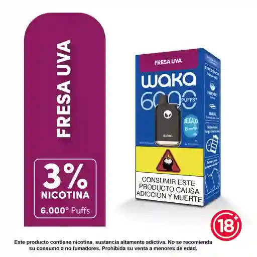 Desechable Waka 6000puff - Fresa Uva