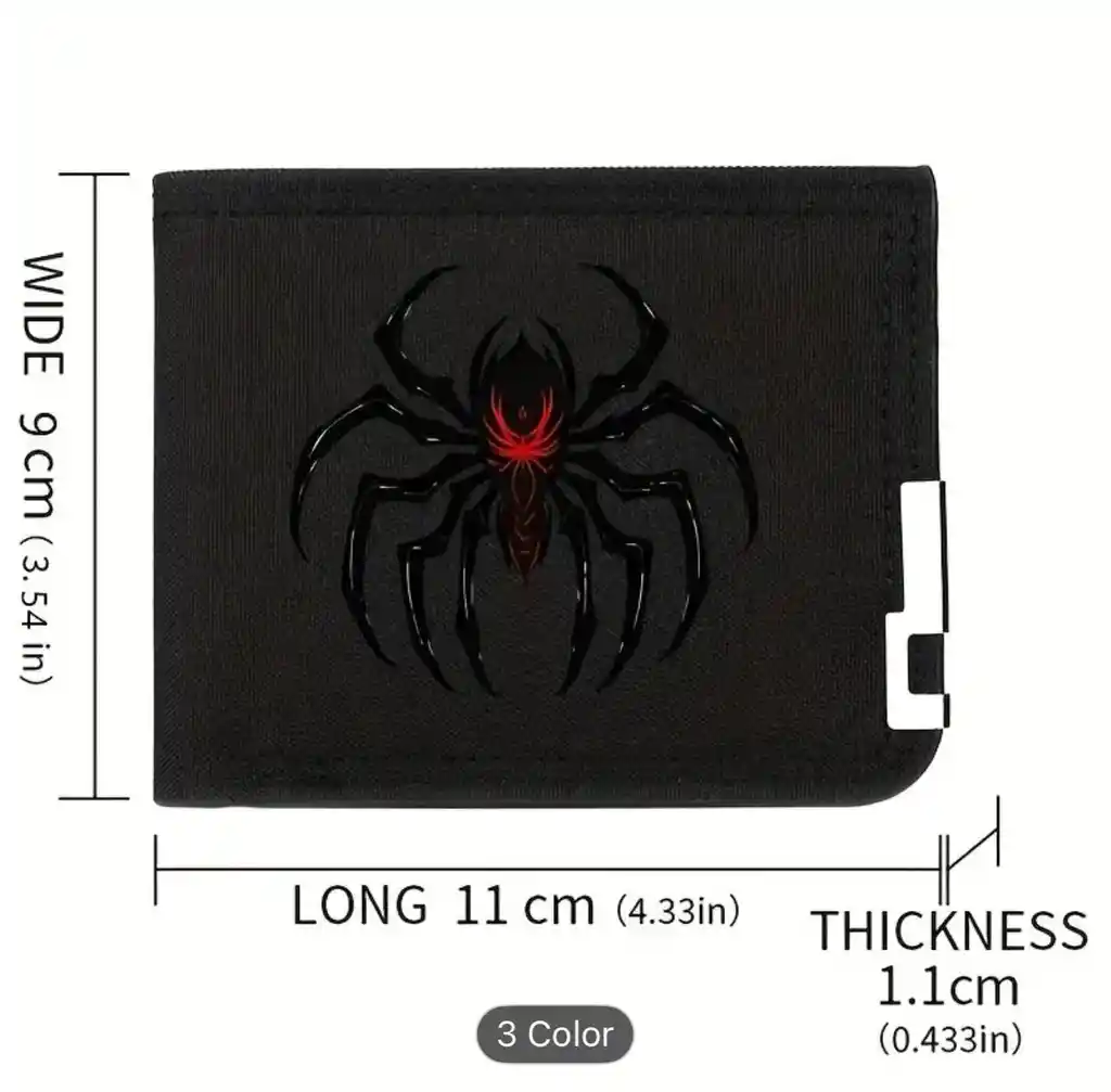 Billetera Niños Spiderman Monedero Multi Bolsillos Negra