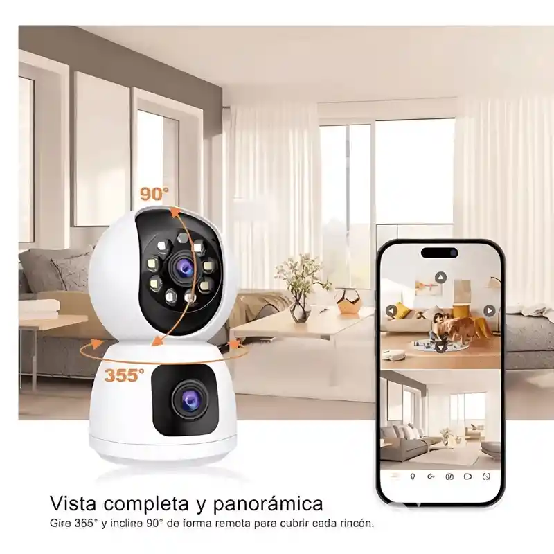 Cámara Ip Doble Lente Interior 4mp – Control Remoto App Icsee