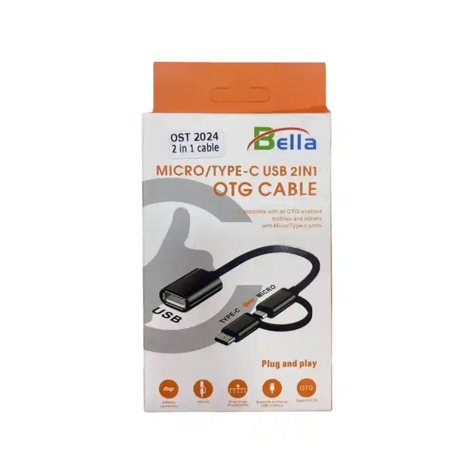Cable Otg 2 En 1 Tipo-c Y Micro Usb Bella