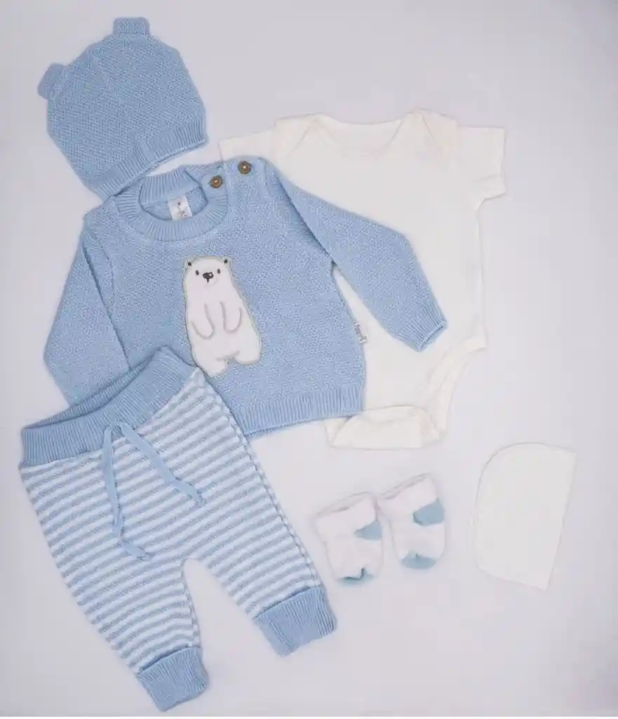 Set En Hilo Primer Día T Azul Oso Polar