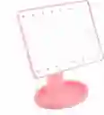 Espejo Con Luz Led Color Rosado Para Maquillaje Plegable Tactil