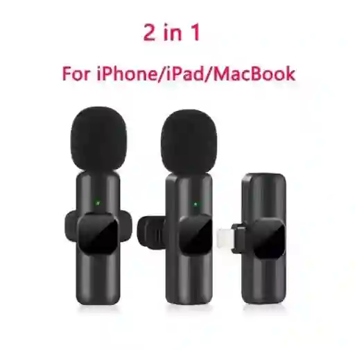 Micrófonos Inalámbricos 2 En 1 Para Iphone/ipad/macbook – Doble Canal, Reducción De Ruido Y Conector Lightning