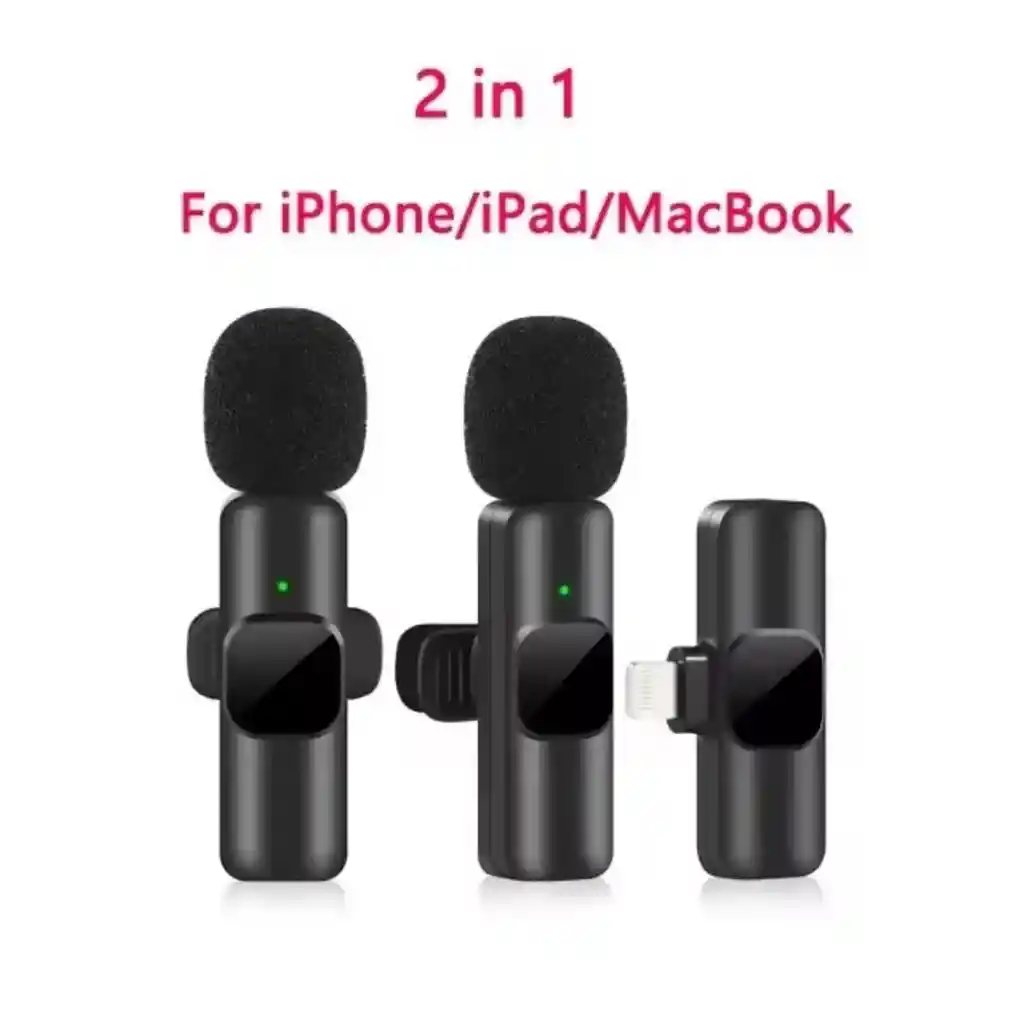 Micrófonos Inalámbricos 2 En 1 Para Iphone/ipad/macbook – Doble Canal, Reducción De Ruido Y Conector Lightning