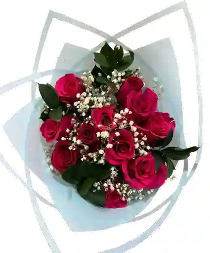 Ramo De Rosas Fucsia Con Gypsophila